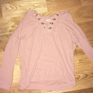 criss-cross pink sweater